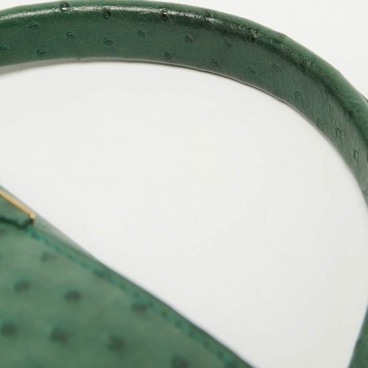 Pre Owned Louis Vuitton Green Ostrich Capucines PM Bag