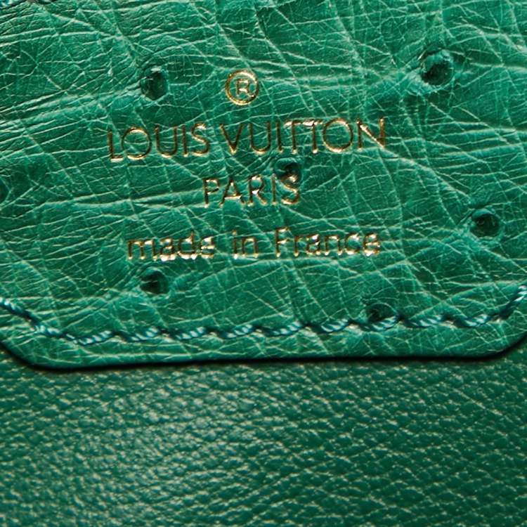 Pre Owned Louis Vuitton Green Ostrich Capucines PM Bag