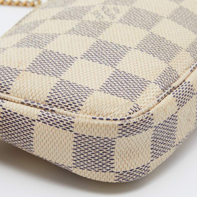 Pre Owned Louis Vuitton Damier Azur Canvas Mini Pochette Clutch