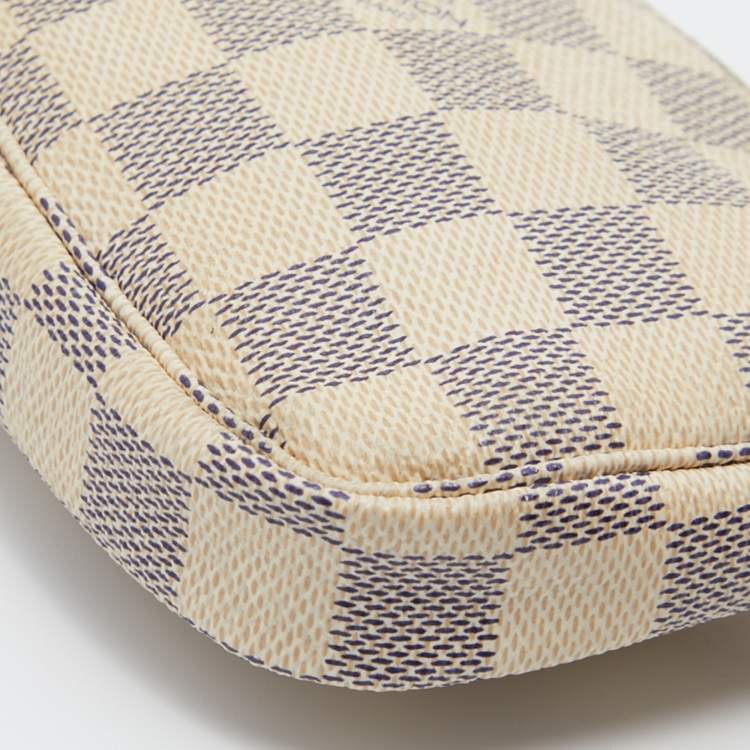 Pre Owned Louis Vuitton Damier Azur Canvas Mini Pochette Clutch