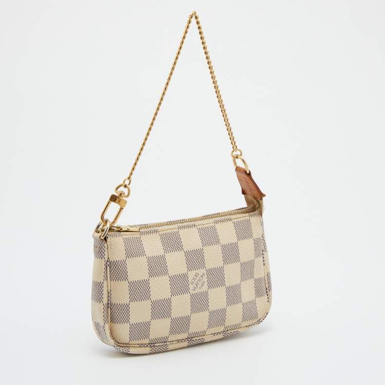 Pre Owned Louis Vuitton Damier Azur Canvas Mini Pochette Clutch