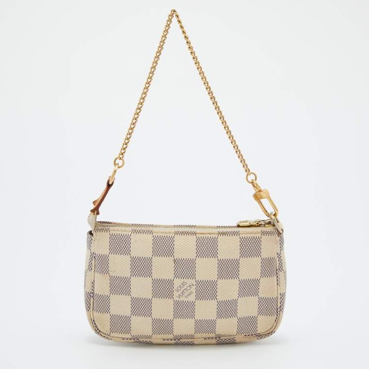 Pre Owned Louis Vuitton Damier Azur Canvas Mini Pochette Clutch