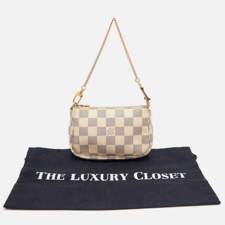 Pre Owned Louis Vuitton Damier Azur Canvas Mini Pochette Clutch
