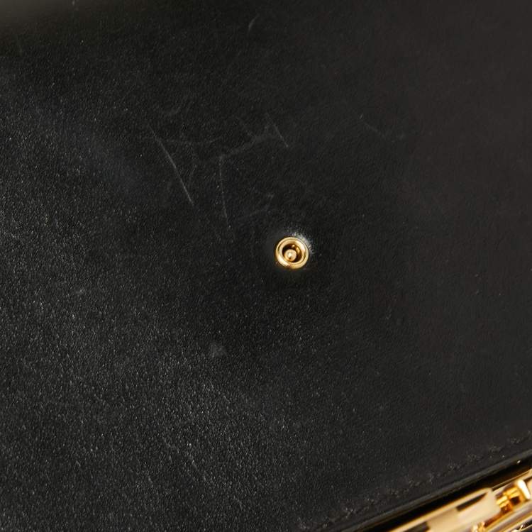 Pre Owned Louis Vuitton Black Leather Chain Louise MM Bag