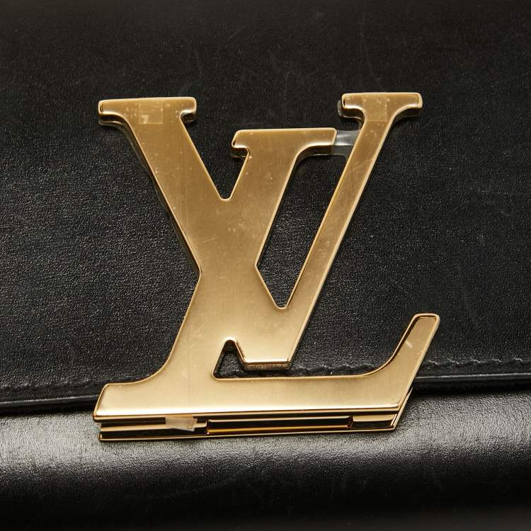 Pre Owned Louis Vuitton Black Leather Chain Louise MM Bag
