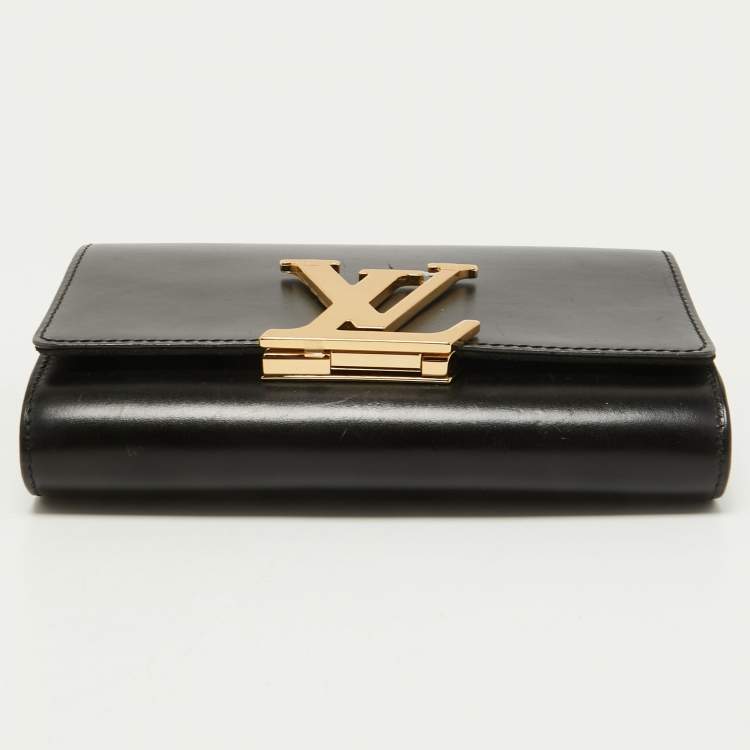 Pre Owned Louis Vuitton Black Leather Chain Louise MM Bag