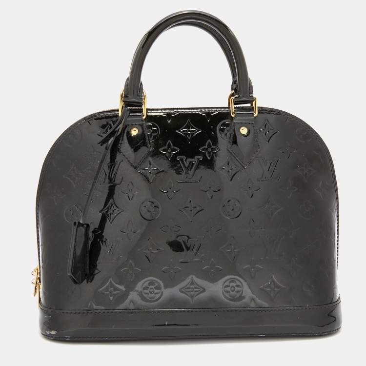 Pre Owned Louis Vuitton Black Monogram Vernis Alma PM Bag
