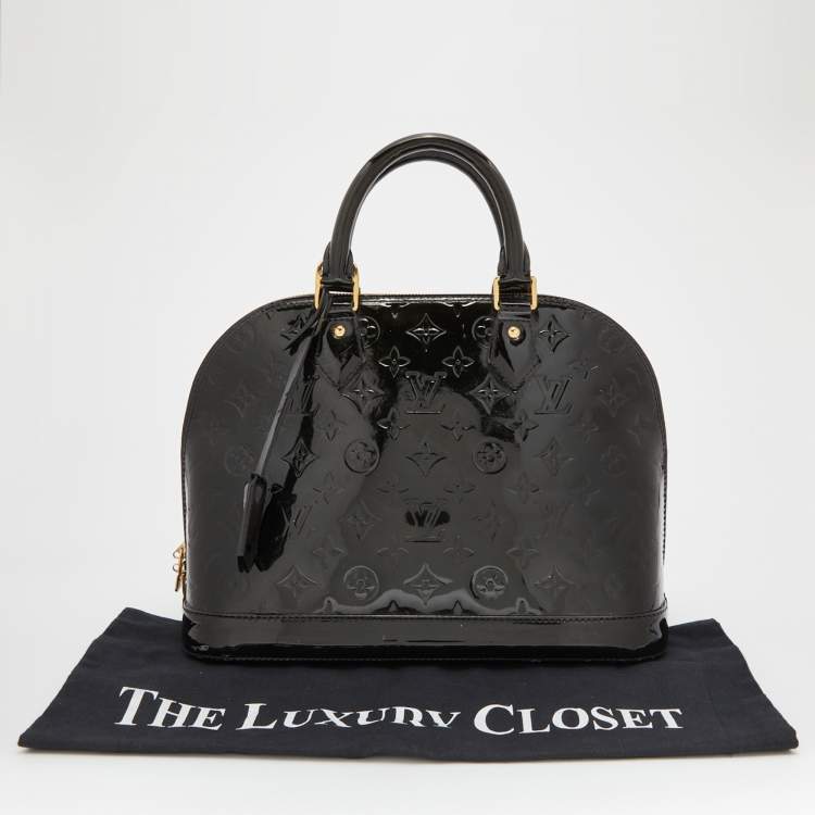 Pre Owned Louis Vuitton Black Monogram Vernis Alma PM Bag