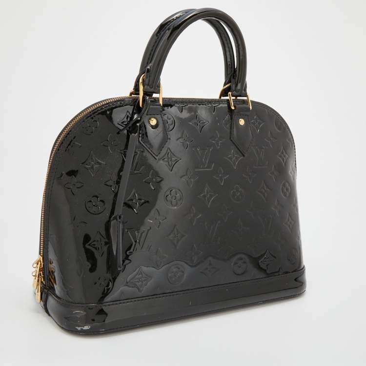 Pre Owned Louis Vuitton Black Monogram Vernis Alma PM Bag