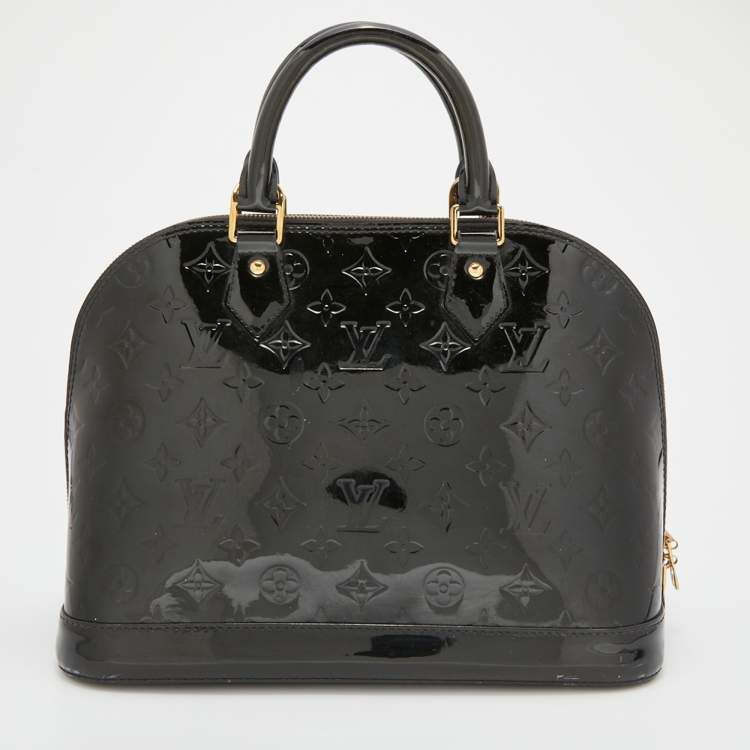 Pre Owned Louis Vuitton Black Monogram Vernis Alma PM Bag