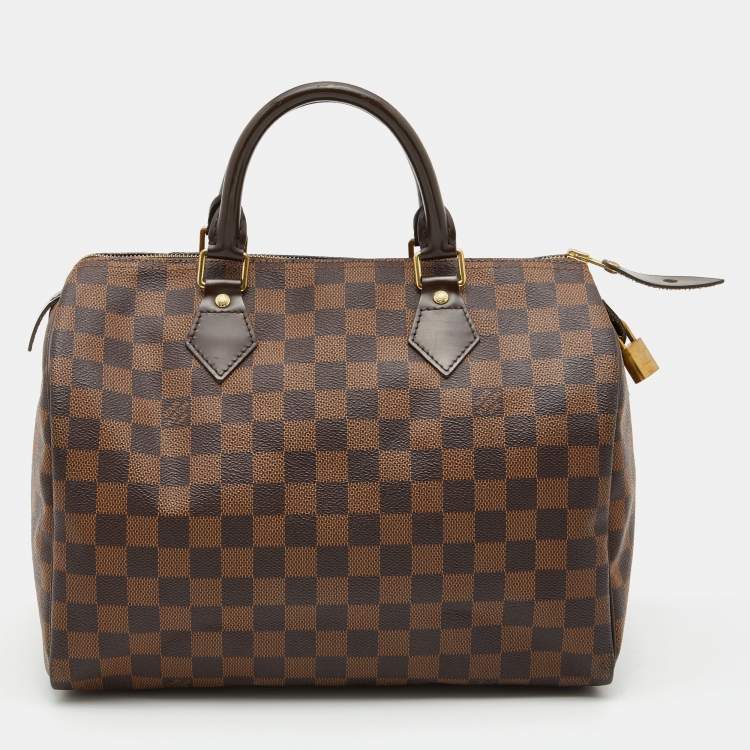LOUIS VUITTON Speedy bag in ebony checkerboard canvas a…