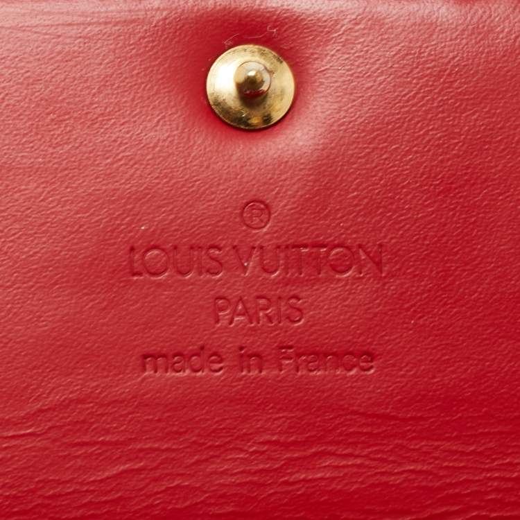 Pre Owned Louis Vuitton Red Monogram Vernis Sarah Wallet