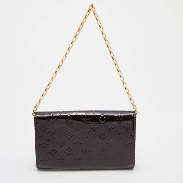 Pre Owned Louis Vuitton Amarante Monogram Vernis Ana Chain Clutch