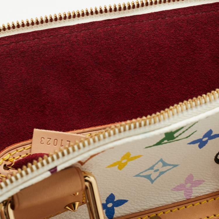Pre Owned Louis Vuitton White/Multicolor Monogram Canvas Alma PM Bag
