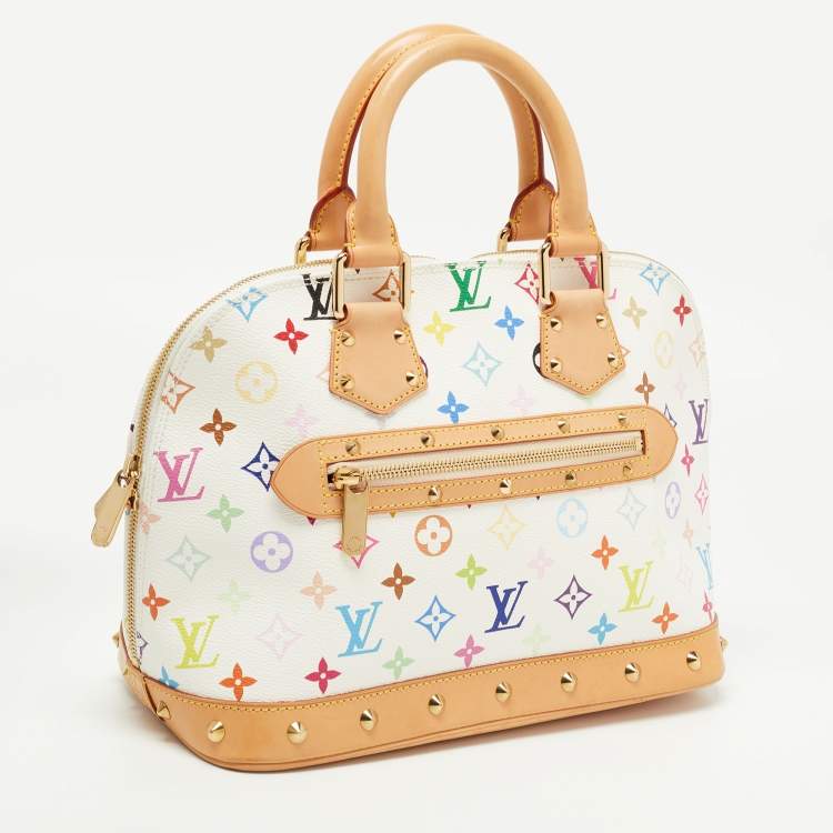 Pre Owned Louis Vuitton White/Multicolor Monogram Canvas Alma PM Bag