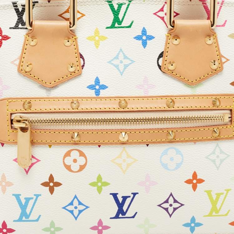 Pre Owned Louis Vuitton White/Multicolor Monogram Canvas Alma PM Bag