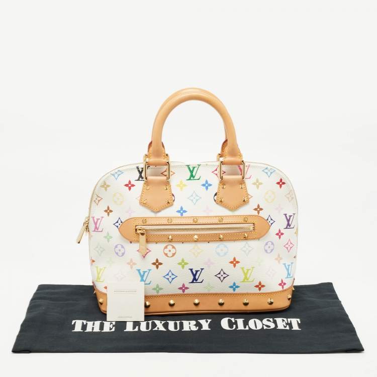 Pre Owned Louis Vuitton White/Multicolor Monogram Canvas Alma PM Bag