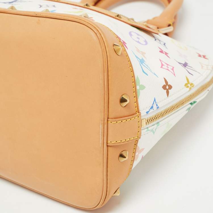 Pre Owned Louis Vuitton White/Multicolor Monogram Canvas Alma PM Bag
