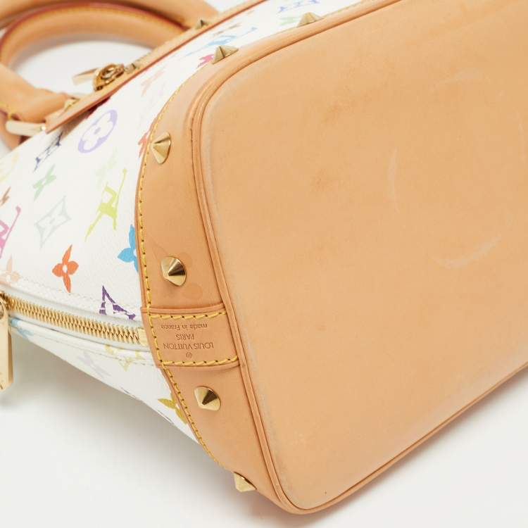 Pre Owned Louis Vuitton White/Multicolor Monogram Canvas Alma PM Bag