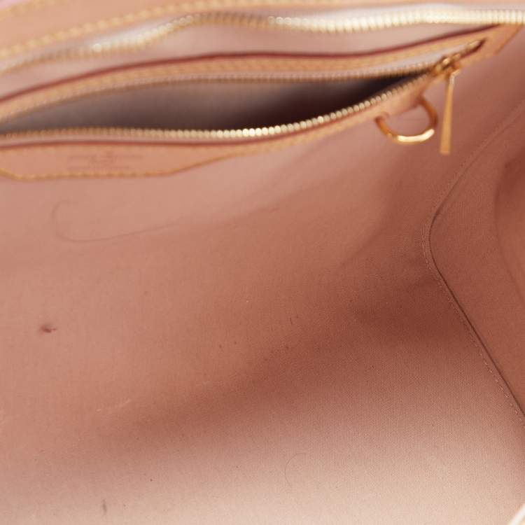 Pre Owned Louis Vuitton Rose Florentine Monogram Vernis Brea GM Bag