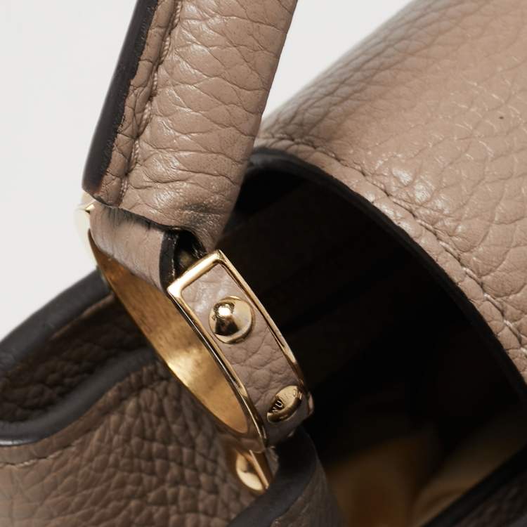 Pre Owned Louis Vuitton Beige Taurillon Leather Capucines BB Bag