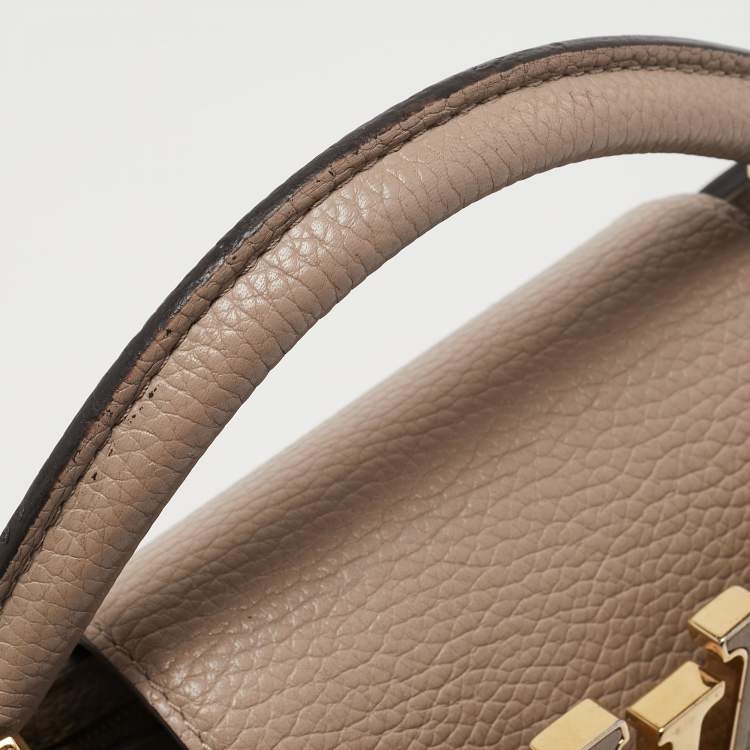 Pre Owned Louis Vuitton Beige Taurillon Leather Capucines BB Bag