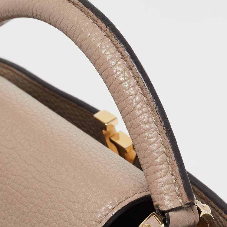 Pre Owned Louis Vuitton Beige Taurillon Leather Capucines BB Bag