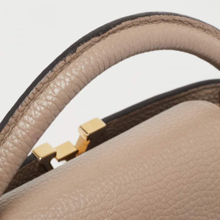 Pre Owned Louis Vuitton Beige Taurillon Leather Capucines BB Bag