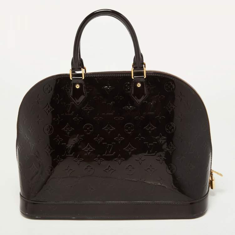 Pre Owned Louis Vuitton Amarante Monogram Vernis Alma GM Bag