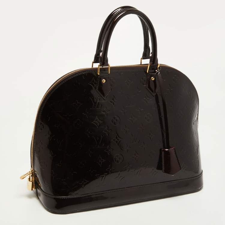 Pre Owned Louis Vuitton Amarante Monogram Vernis Alma GM Bag