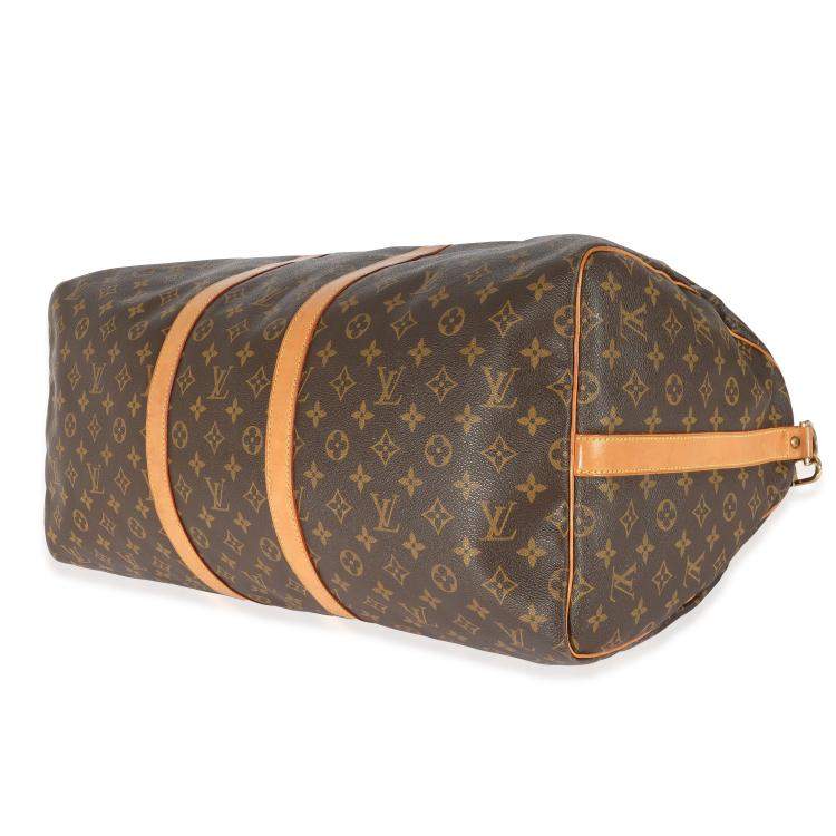 Pre Owned Louis Vuitton Vintage Brown Monogram Canvas Keepall Bandouliere 55 Duffel Bag