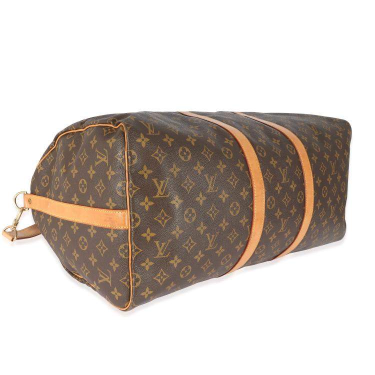Pre Owned Louis Vuitton Vintage Brown Monogram Canvas Keepall Bandouliere 55 Duffel Bag