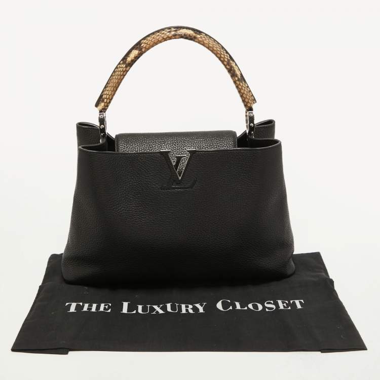 Pre Owned Louis Vuitton Black Taurillon Leather Capucines MM Bag