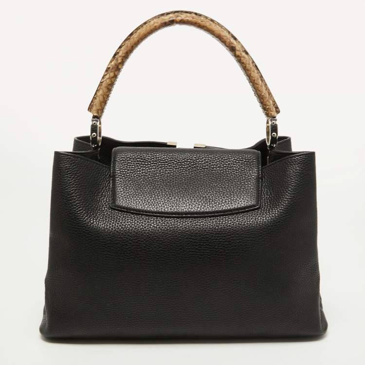 Pre Owned Louis Vuitton Black Taurillon Leather Capucines MM Bag