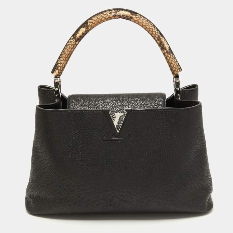 Pre Owned Louis Vuitton Black Taurillon Leather Capucines MM Bag
