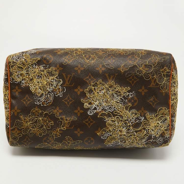 Pre Owned Louis Vuitton Monogram Canvas and Leather Limited Edition Dentelle Speedy 30 Bag