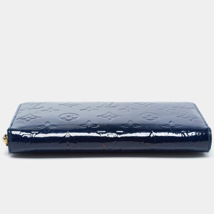 Pre Owned Louis Vuitton Navy Blue Monogram Vernis Zippy Wallet