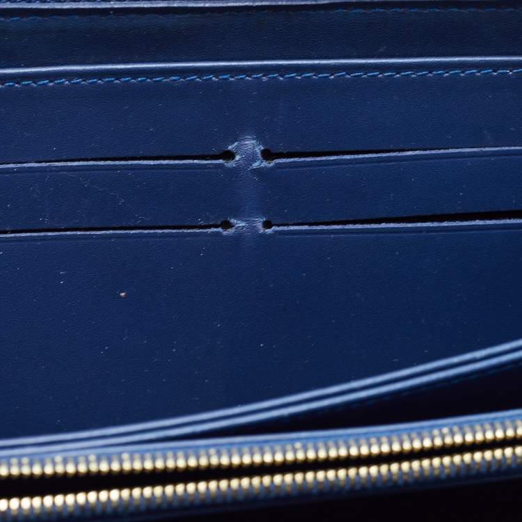 Pre Owned Louis Vuitton Navy Blue Monogram Vernis Zippy Wallet