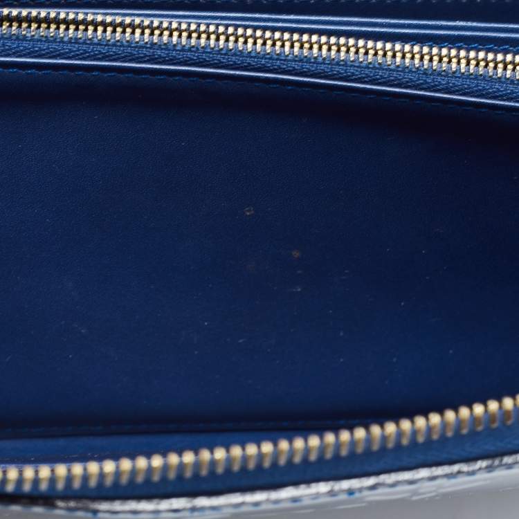 Pre Owned Louis Vuitton Navy Blue Monogram Vernis Zippy Wallet