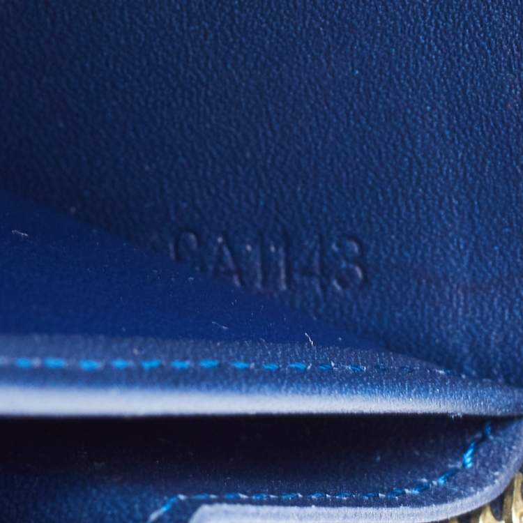 Pre Owned Louis Vuitton Navy Blue Monogram Vernis Zippy Wallet