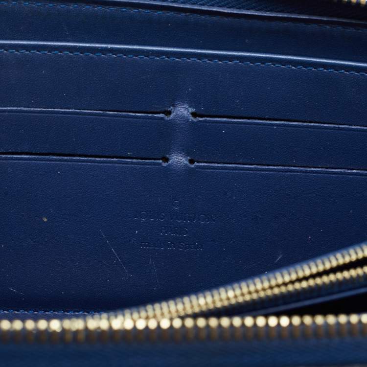 Pre Owned Louis Vuitton Navy Blue Monogram Vernis Zippy Wallet