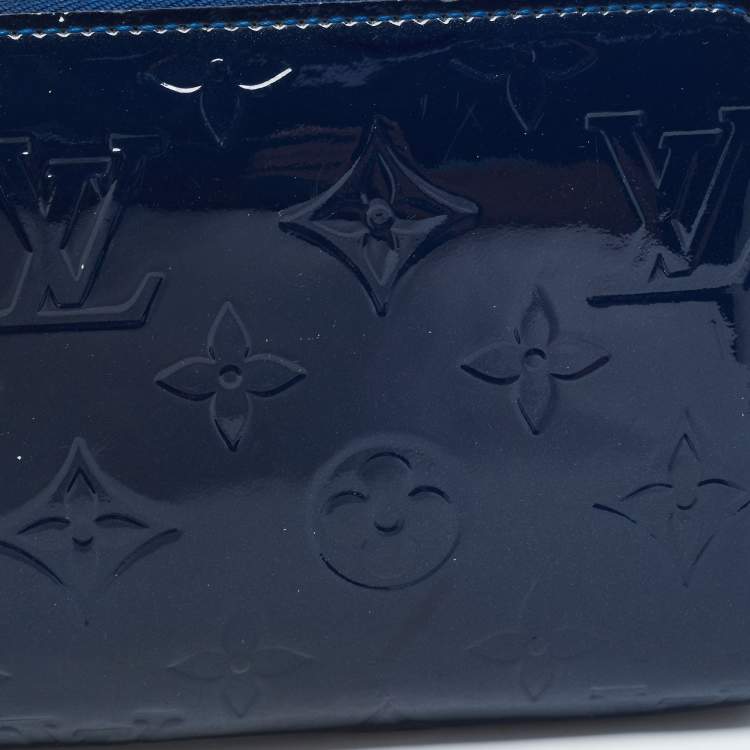 Pre Owned Louis Vuitton Navy Blue Monogram Vernis Zippy Wallet