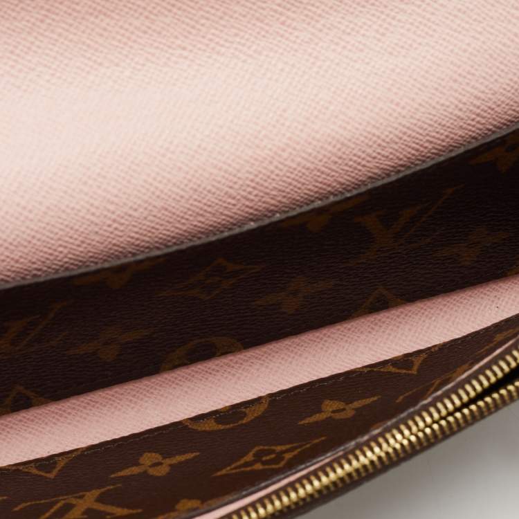 Pre Owned Louis Vuitton Rose Ballerine Monogram Canvas Emilie Wallet