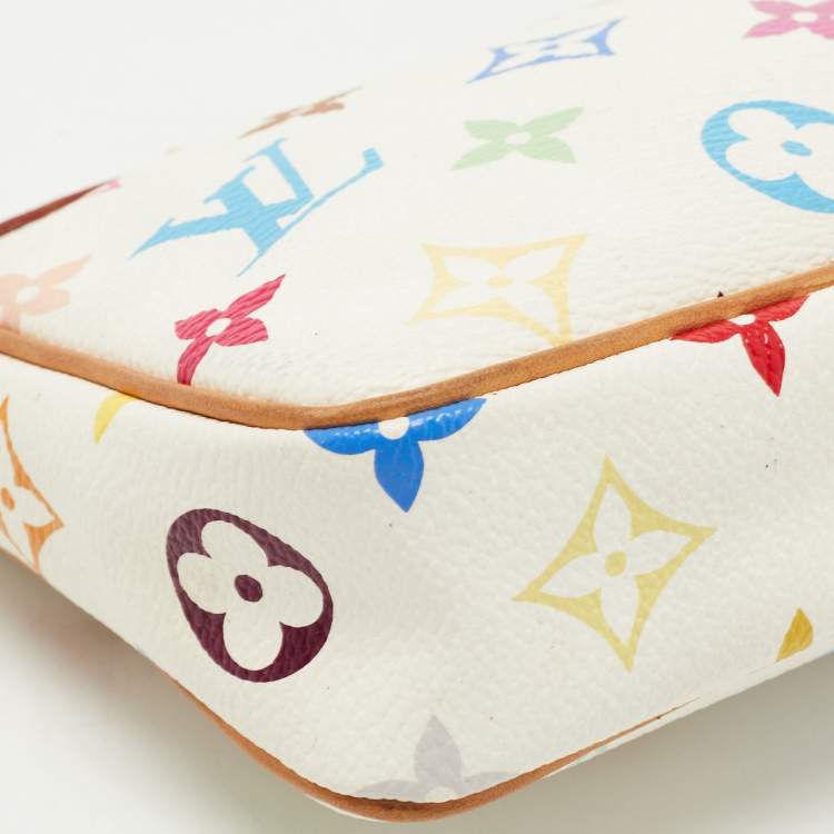 Pre Owned Louis Vuitton White Monogram Multicolore Canvas Pochette Accessories