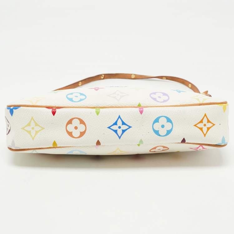Pre Owned Louis Vuitton White Monogram Multicolore Canvas Pochette Accessories