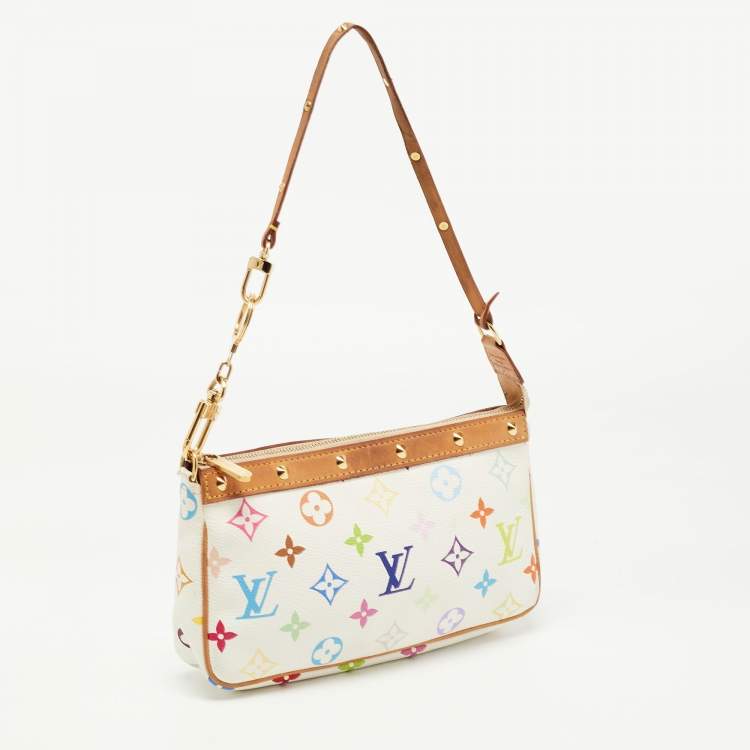 Pre Owned Louis Vuitton White Monogram Multicolore Canvas Pochette Accessories