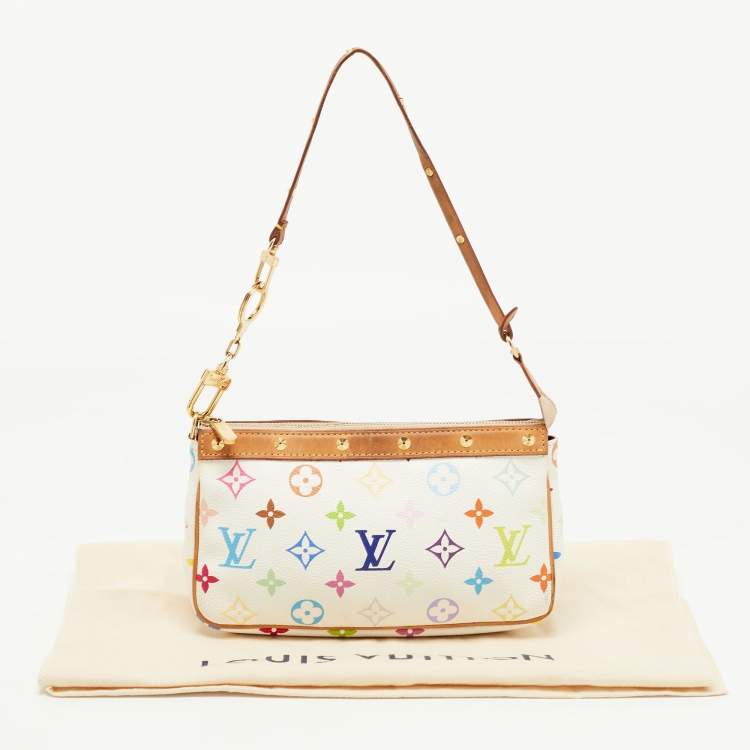 Pre Owned Louis Vuitton White Monogram Multicolore Canvas Pochette Accessories