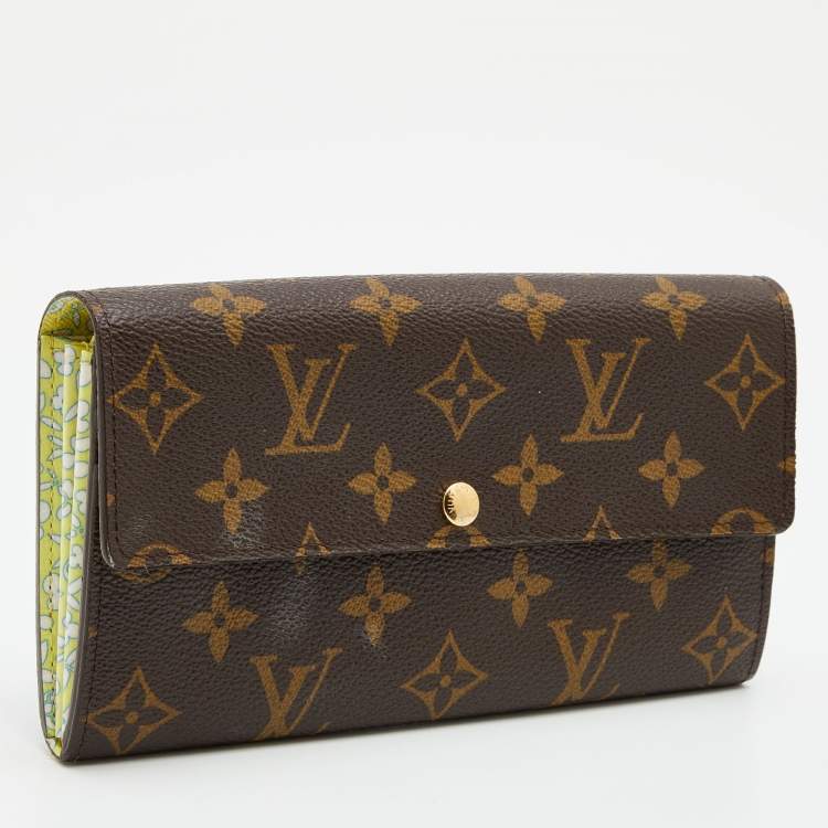 Pre Owned Louis Vuitton Monogram Canvas Fleuri Sarah Wallet 