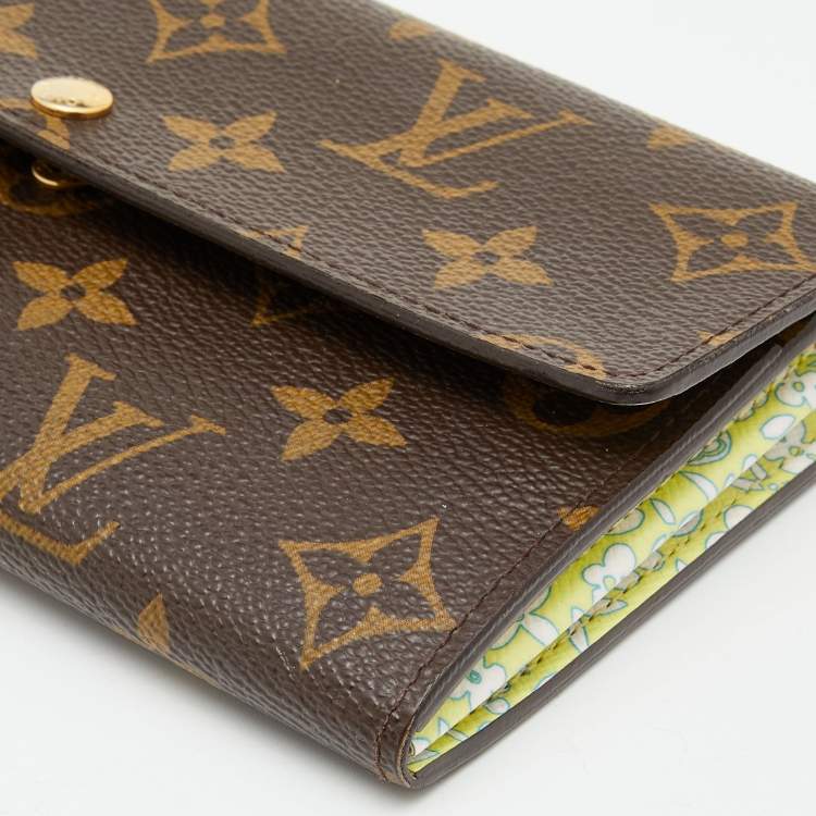 Pre Owned Louis Vuitton Monogram Canvas Fleuri Sarah Wallet 