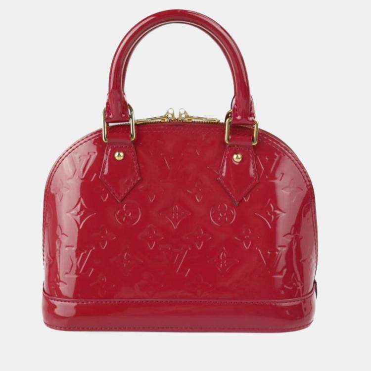 Pre Owned Louis Vuitton Red Monogram Vernis Leather Alma Top Handle Bag